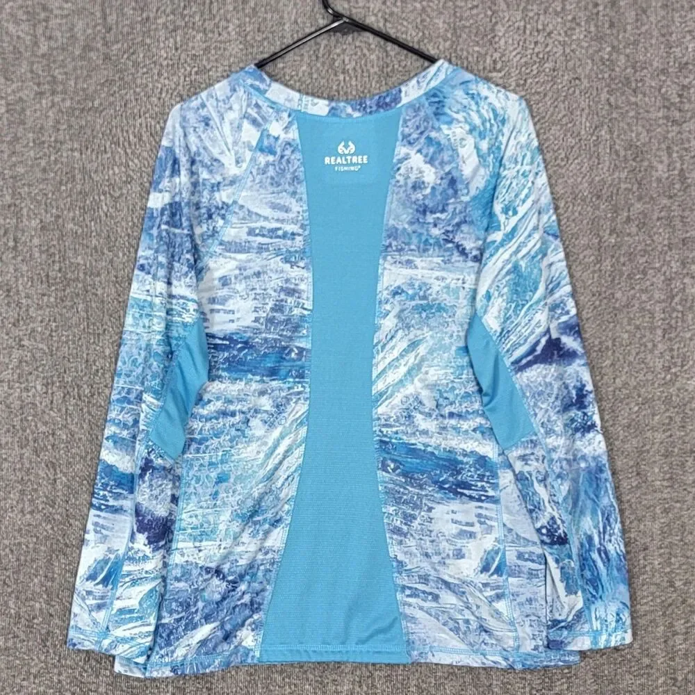 Realtree Fishing Shirt Mens XL Blue Wav3 Camo Waves Long Sleeve Performance - Picture 7 of 11